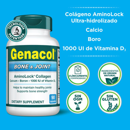 Genacol Bone & Joint – Calcium, Vitamin D3, Boron, Ultra-Hydrolyzed Collagen | 90 Capsules