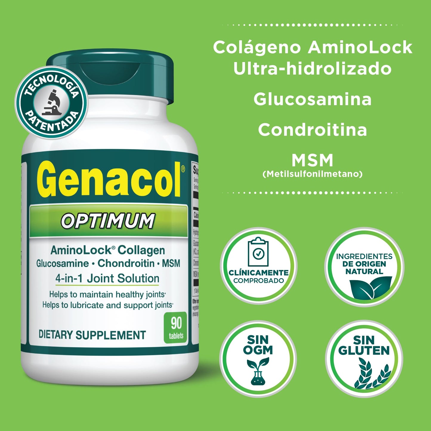 Genacol Optimum – Glucosamine, Chondroitin, MSM & AminoLock Collagen Tablets (90 Count)