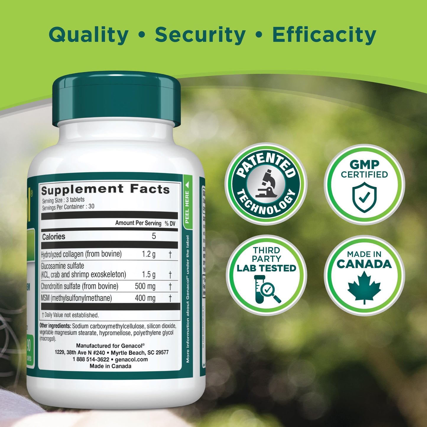 Genacol Optimum – Glucosamine, Chondroitin, MSM & AminoLock Collagen Tablets (90 Count)