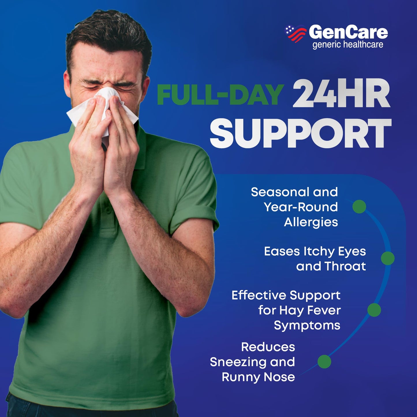 GenCare Cetirizine HCL 10 mg - 200 Caplets, 24 Hour Non-Drowsy Allergy Relief (Generic Zyrtec)
