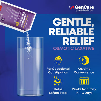 GenCare Polyethylene Glycol 3350 Powder – 30 Travel Packets for Gentle Occasional Constipation Relief