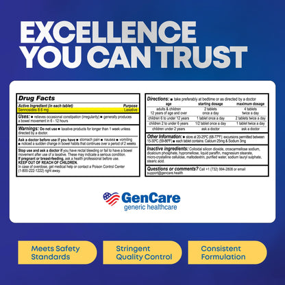 GenCare Senna Laxative 600 Tablets — Natural Senna 8.6 mg for Gentle Regularity