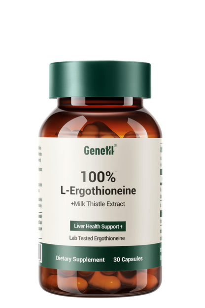 GENEIII Milk Thistle + L-Ergothioneine – Liver & Cellular Health Support | 30mg Ergothioneine | Vegan, Non-GMO | 30 Count