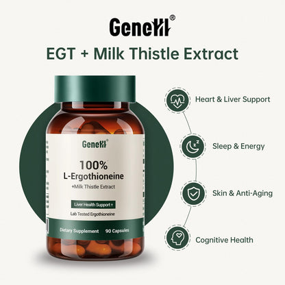 GENEIII Milk Thistle & L-Ergothioneine – Liver & Cellular Health Support | 90 Count