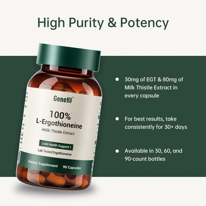GENEIII Milk Thistle & L-Ergothioneine – Liver & Cellular Health Support | 90 Count