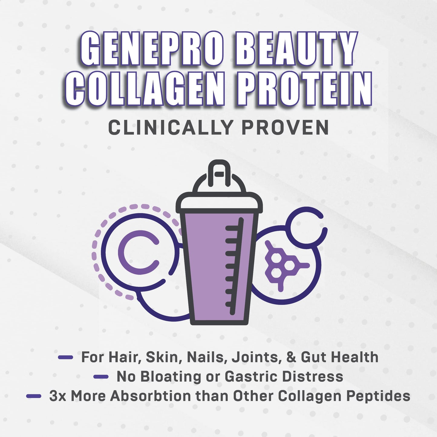 GENEPRO GEN. 3 Collagen Protein Powder – Unflavored, Lactose-Free, Gluten-Free (30 Servings)