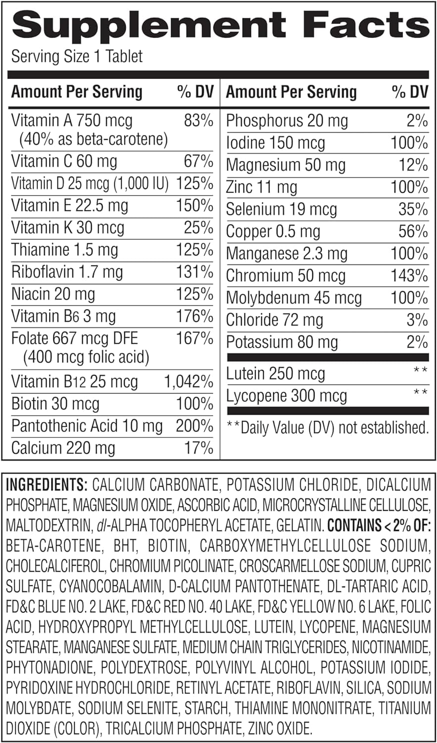 Generic Equate 50+ One Daily Multivitamin - Compare to Centrum Silver 400 Ct