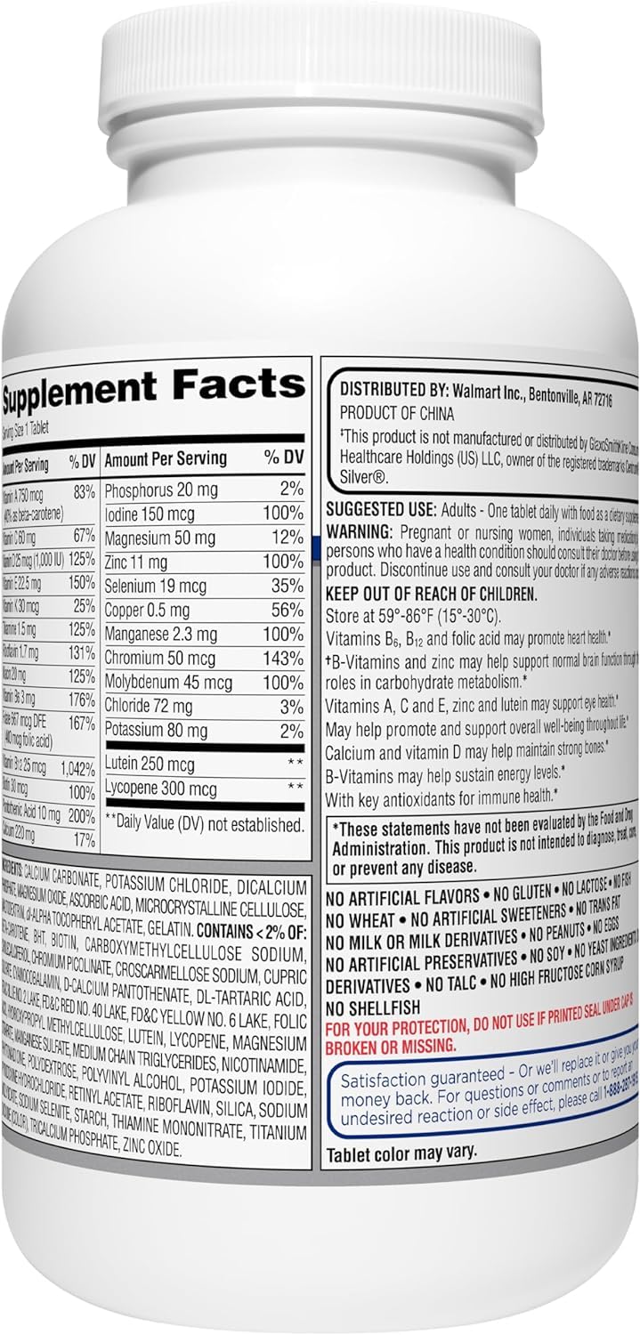 Generic Equate 50+ One Daily Multivitamin - Compare to Centrum Silver 400 Ct