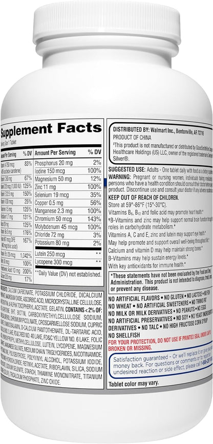 Generic Equate 50+ One Daily Multivitamin - Compare to Centrum Silver 400 Ct