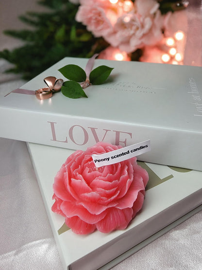 Set of 3 Pink Peony-Shaped Scented Candles – Aromatherapy & Relaxation Gift | Low-Temp Soy Wax