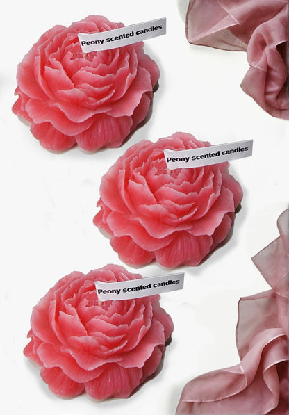 Set of 3 Pink Peony-Shaped Scented Candles – Aromatherapy & Relaxation Gift | Low-Temp Soy Wax
