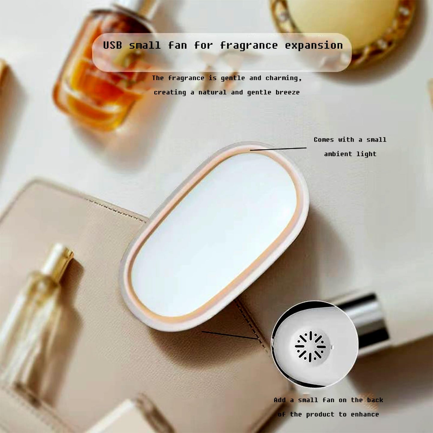Generic Portable Essential Oil Diffuser - Waterless, Battery-Operated, USB-C Rechargeable (White)