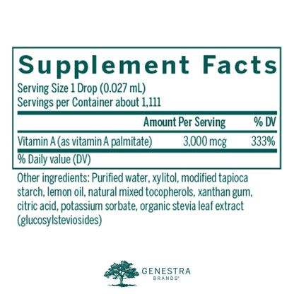 Genestra A-Mulsion Vitamin A Liquid – Immune, Skin, Vision & Bones | 1 fl oz Citrus