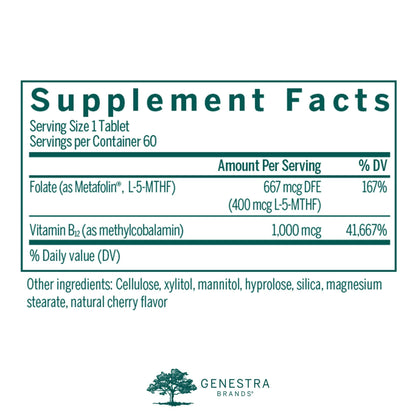 Genestra Active B12 with L-Methylfolate – Chewable B12 & Folate (60 tabs)