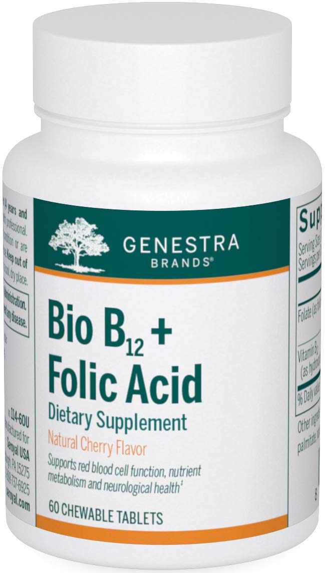 Genestra Bio B12 + Folic Acid – Vitamin B12 Supplement | 60 Chewable Tablets