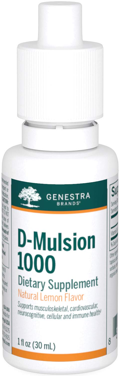 Genestra D-Mulsion 1000 Liquid Vitamin D Drops – Lemon Flavor, 1 oz