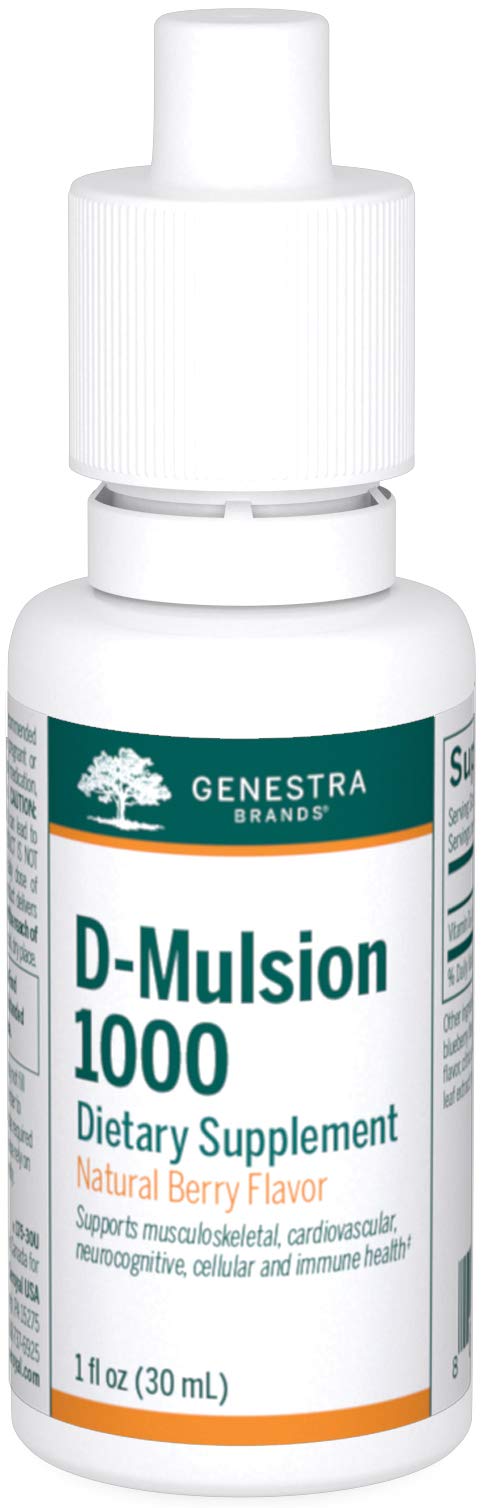 Genestra D-Mulsion 1000 - Liquid Vitamin D Drops, 1 oz, Natural Berry Flavor