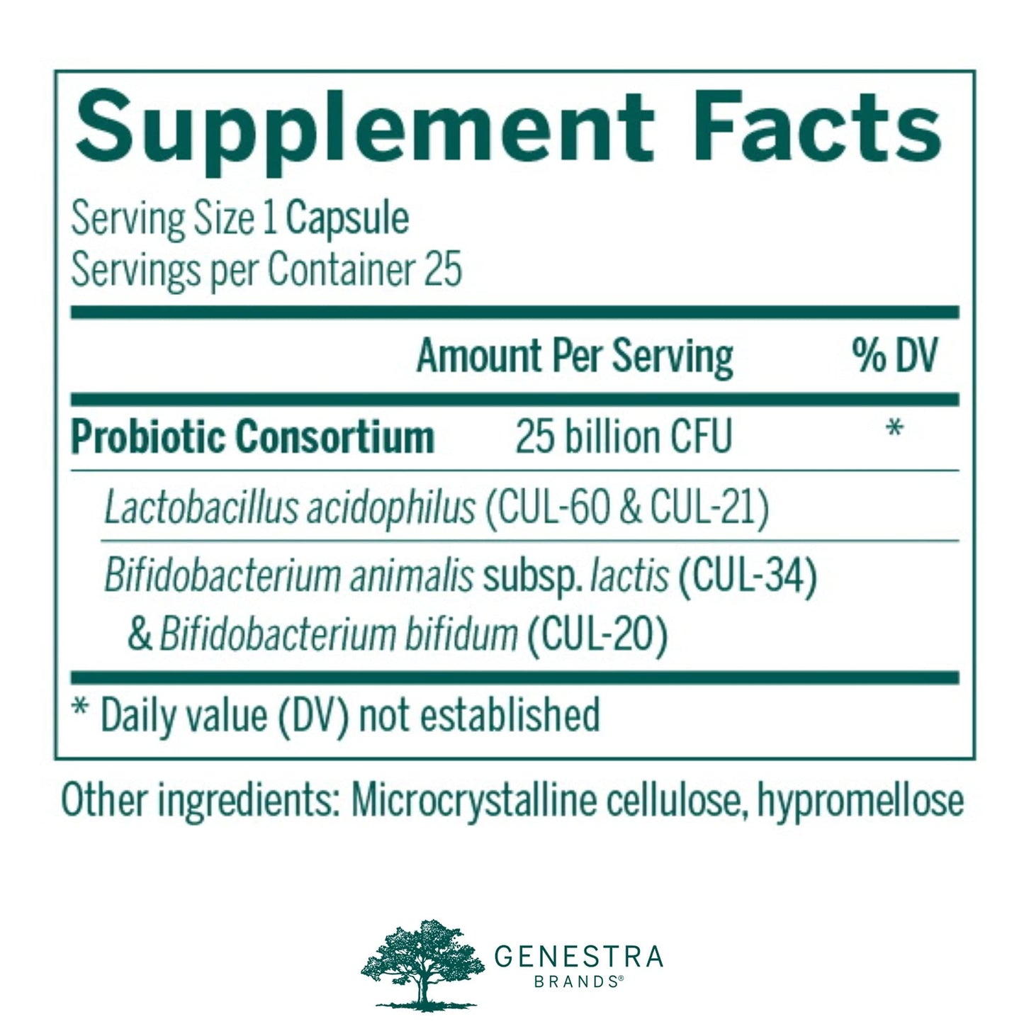 Genestra HMF Intensive Probiotic - Shelf-Stable GI Health, 25 Veg Caps