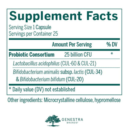 Genestra HMF Intensive Probiotic - Shelf-Stable GI Health, 25 Veg Caps