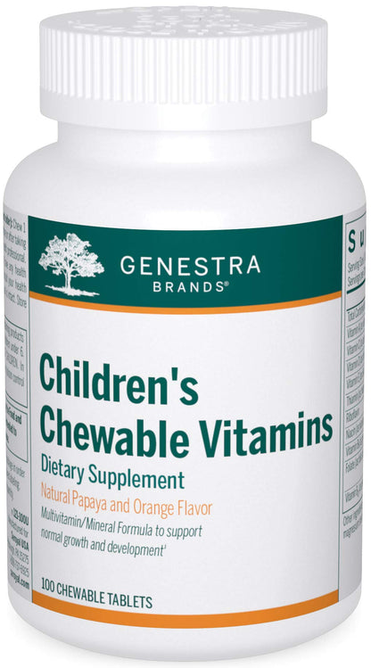 Genestra Brands Children's Chewable Vitamins | Vitamin-Mineral Supplement | 100 Chewables | Papaya & Orange Flavor