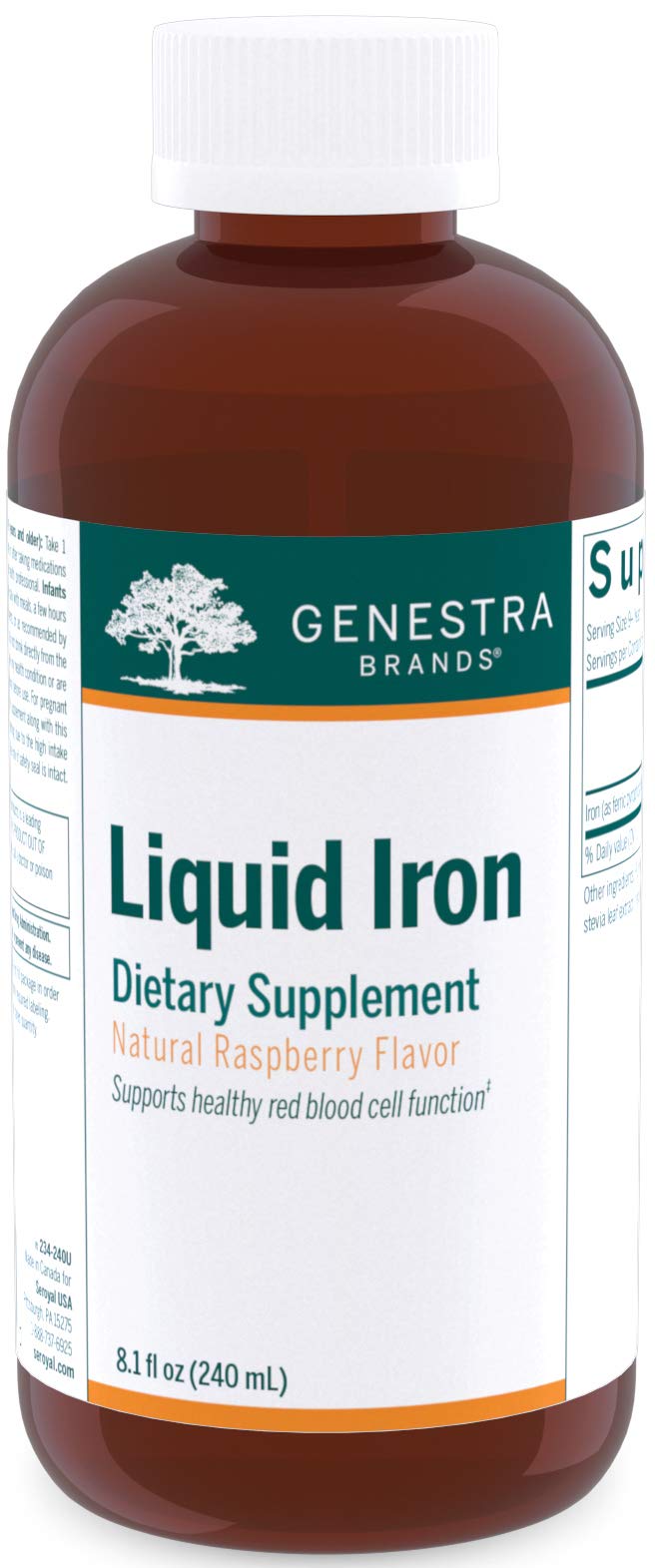 Genestra Brands Liquid Iron – Colloidal Mineral Supplement | Raspberry Flavor | 8.1 fl oz