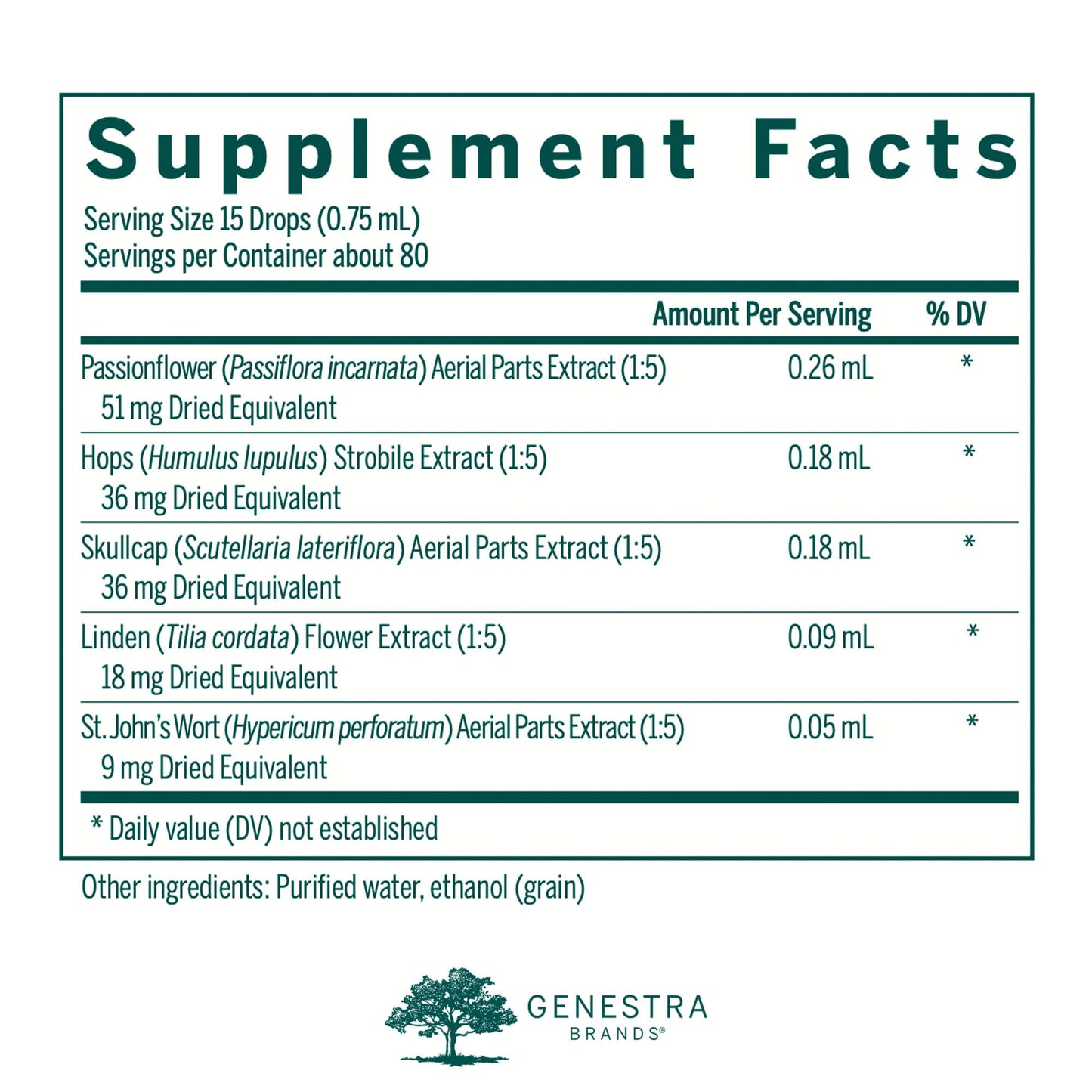 Genestra Brands Passiflora Combination | Passionflower, Hops, Skullcap, American Basswood and St. John's Wort | 2 fl. oz.