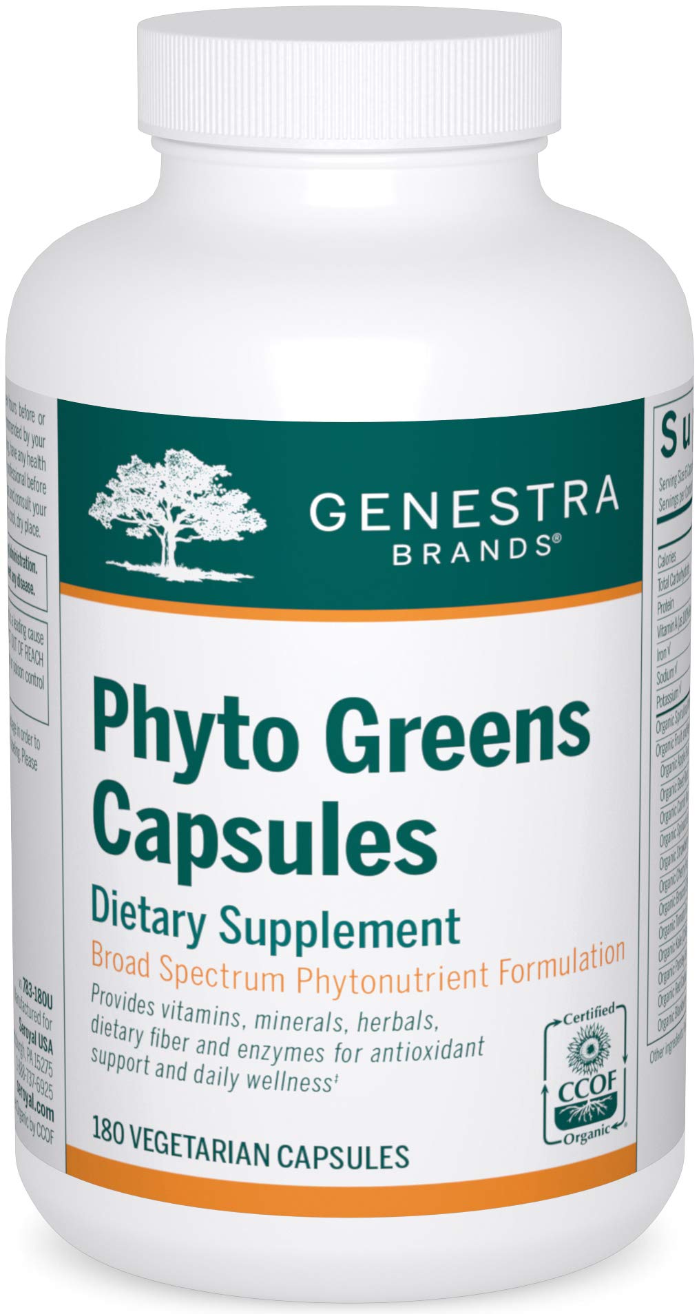 Genestra Brands Phyto Greens Capsules | Organic Greens, Vitamins & Enzymes - 180 Capsules