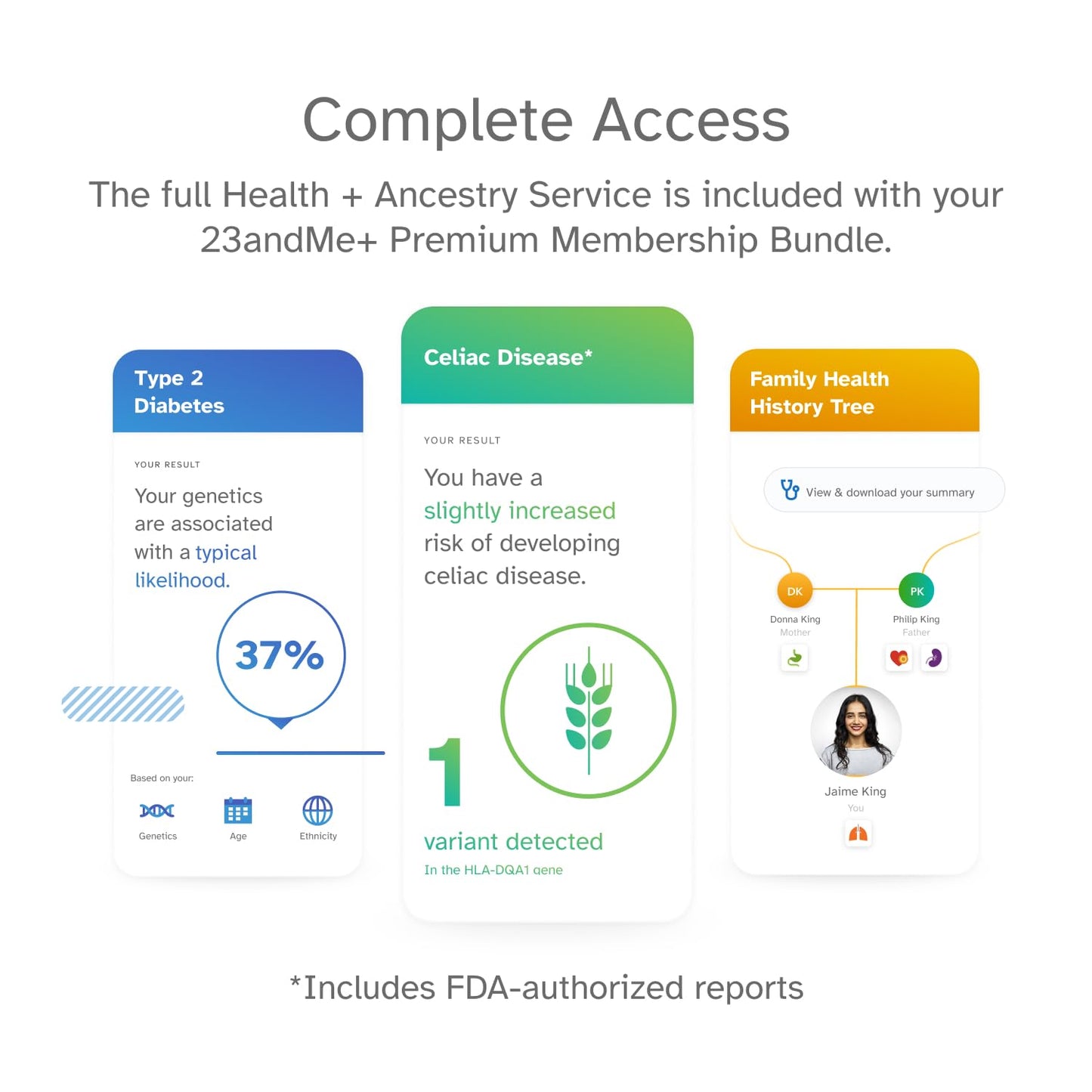 23andMe+ Premium Membership Bundle – DNA Kit with Health & Ancestry Insights + 1-Year Exclusive Reports