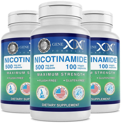 Genex Formulas Nicotinamide 500mg (3-Pack) | Flush-Free Niacinamide for Skin Health & Energy BritishVita | Premium UK Vitamins & Wellness Supplements