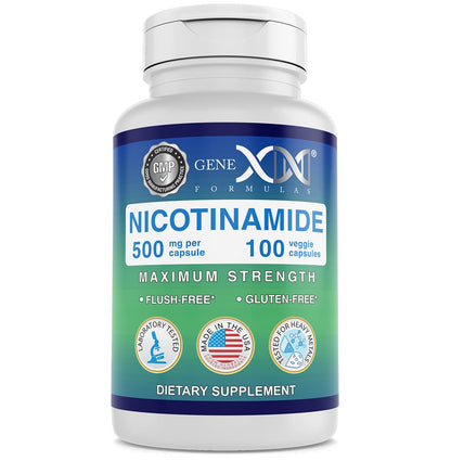 Genex Formulas Nicotinamide 500mg Niacinamide Capsules for Healthy Skin – 100 Count