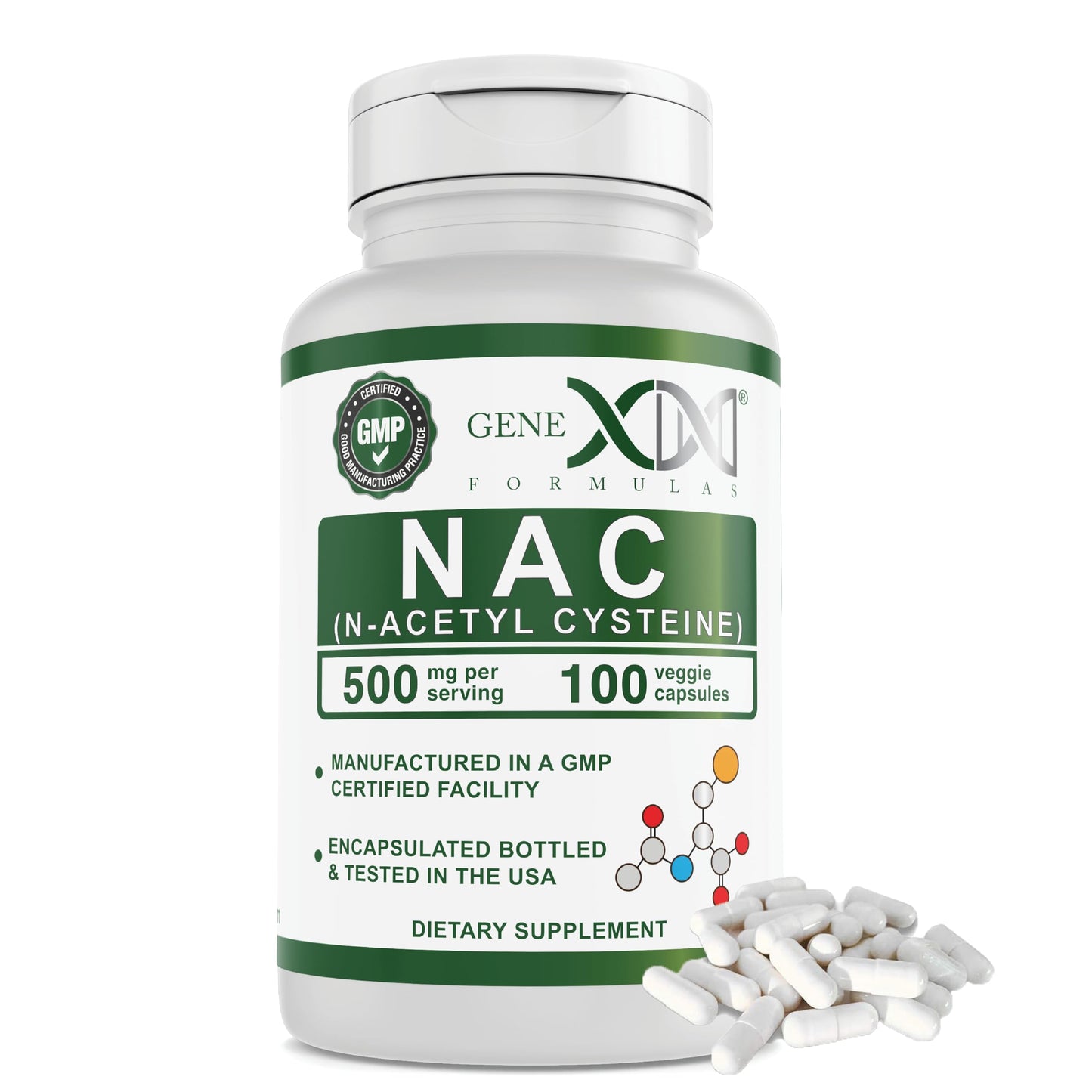 Genex NAC 500mg (100 Capsules) – Liver Health Support | Non-GMO, Gluten Free, Vegan