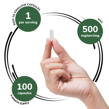 Genex NAC 500mg (100 Capsules) – Liver Health Support | Non-GMO, Gluten Free, Vegan