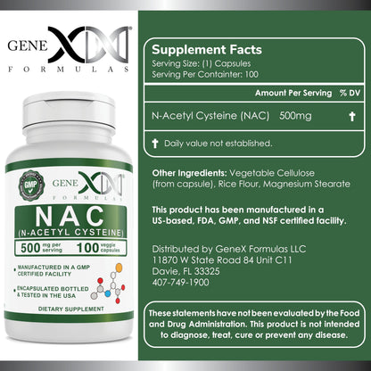Genex NAC 500mg (100 Capsules) – Liver Health Support | Non-GMO, Gluten Free, Vegan