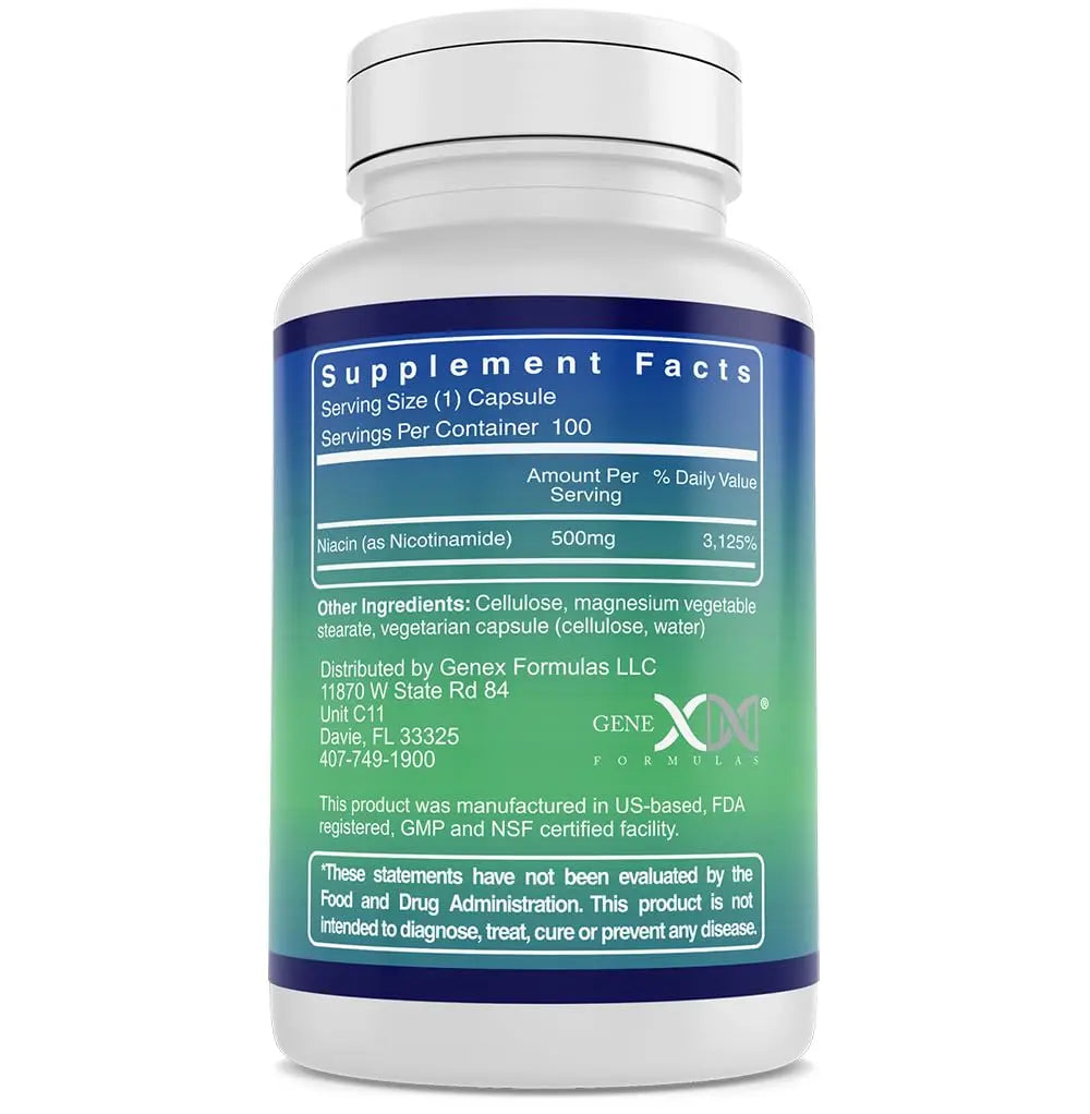 Genex Formulas Nicotinamide 500mg (3-Pack) | Flush-Free Niacinamide for Skin Health & Energy BritishVita | Premium UK Vitamins & Wellness Supplements