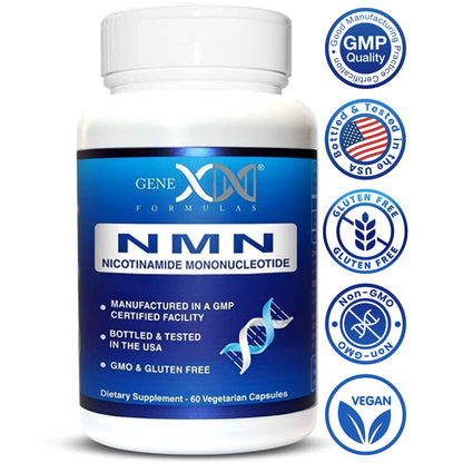 Genex Formulas NMN 250mg - 60 Capsules | 99% Pure NMN for NAD Support, DNA Repair & Healthy Aging | GMP Certified
