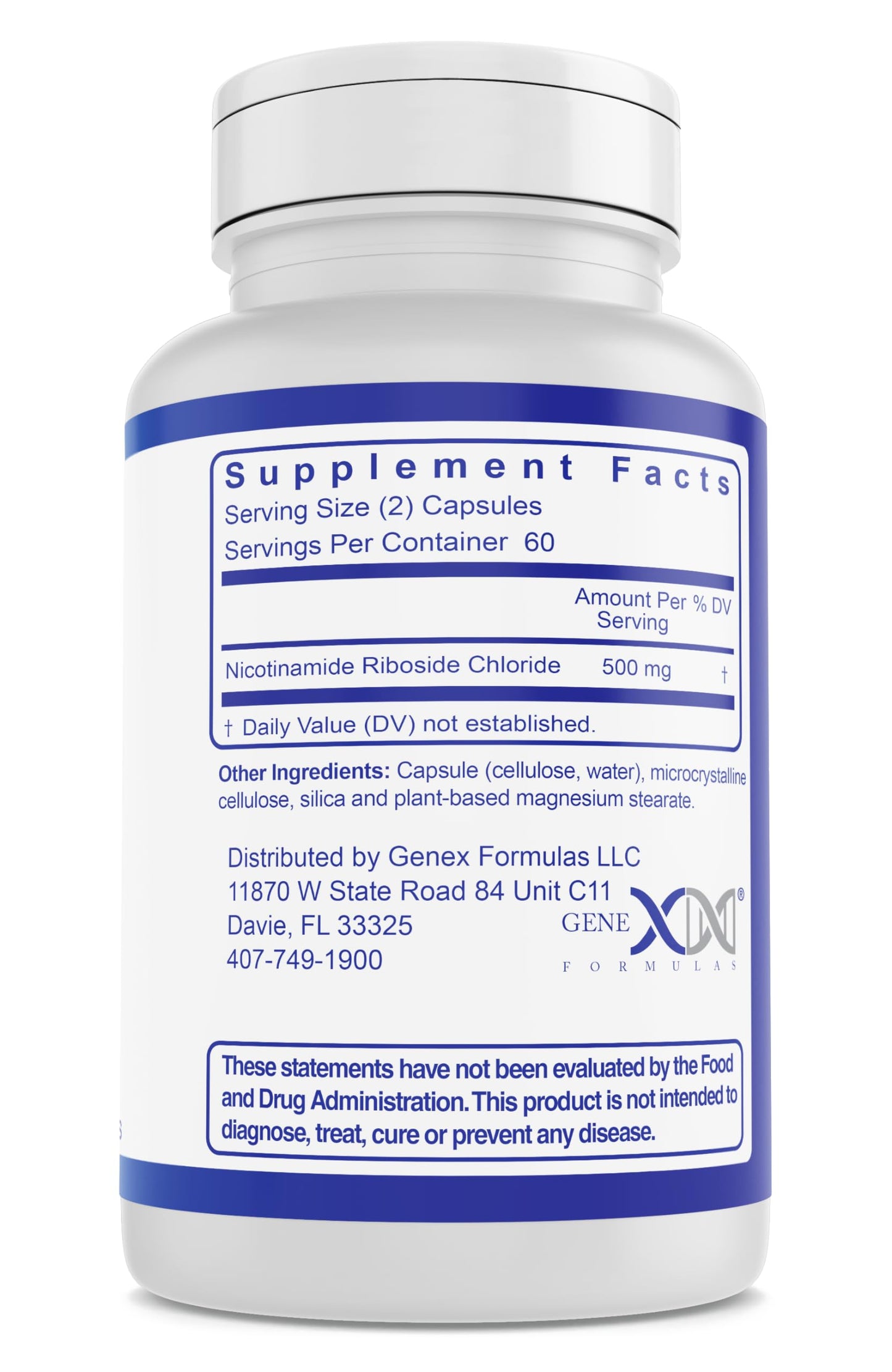 Genex NR Nicotinamide Riboside 500mg – NAD+ Precursor, 120 Caps, GMP-Certified