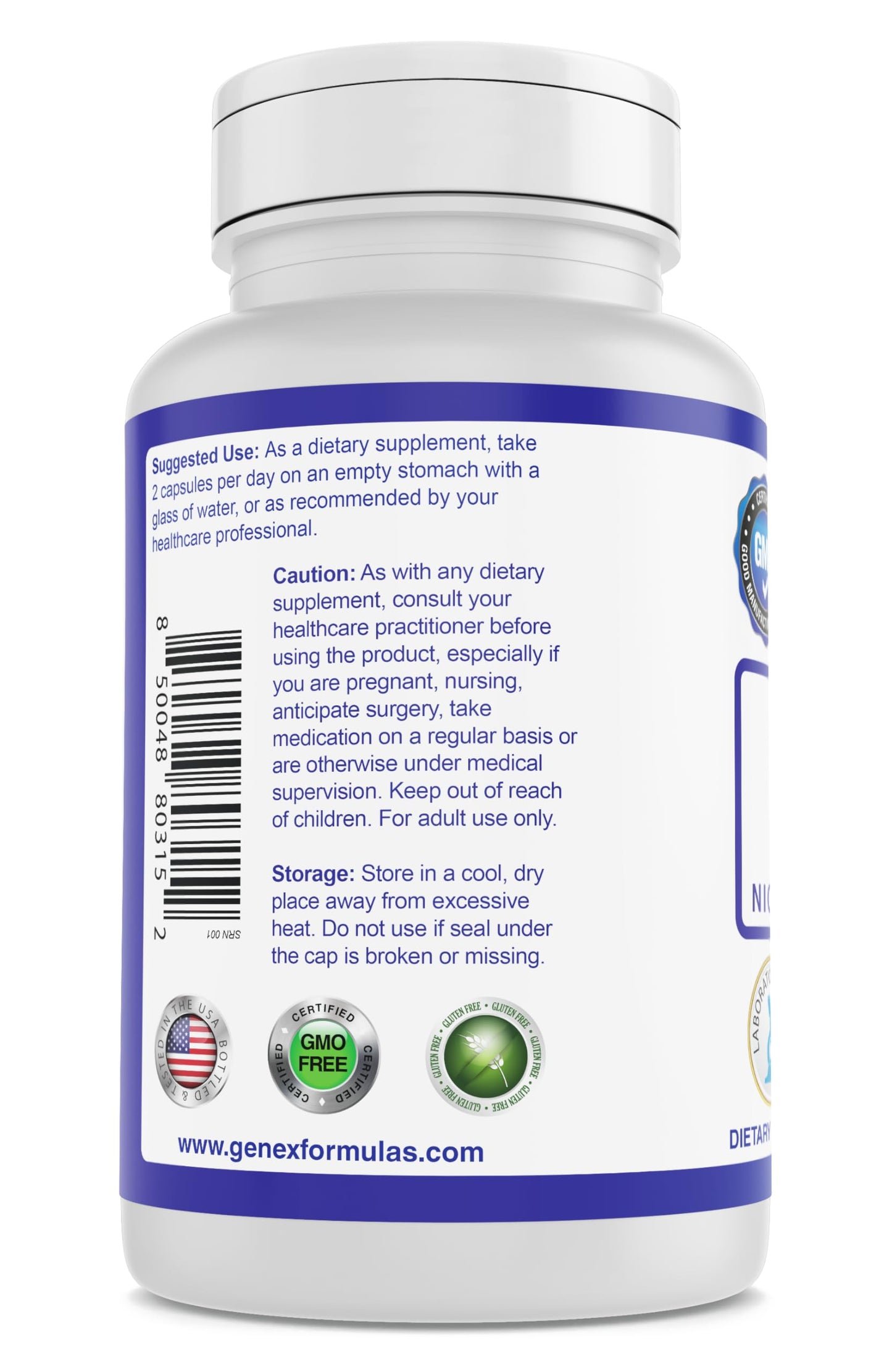 Genex NR Nicotinamide Riboside 500mg – NAD+ Precursor, 120 Caps, GMP-Certified