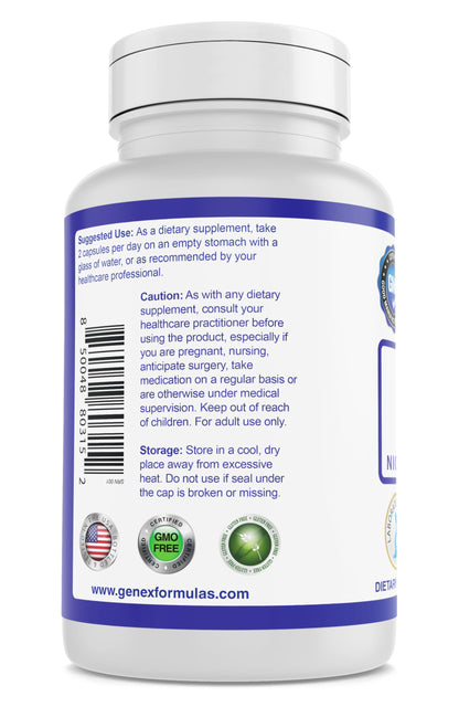 Genex NR Nicotinamide Riboside 500mg – NAD+ Precursor, 120 Caps, GMP-Certified