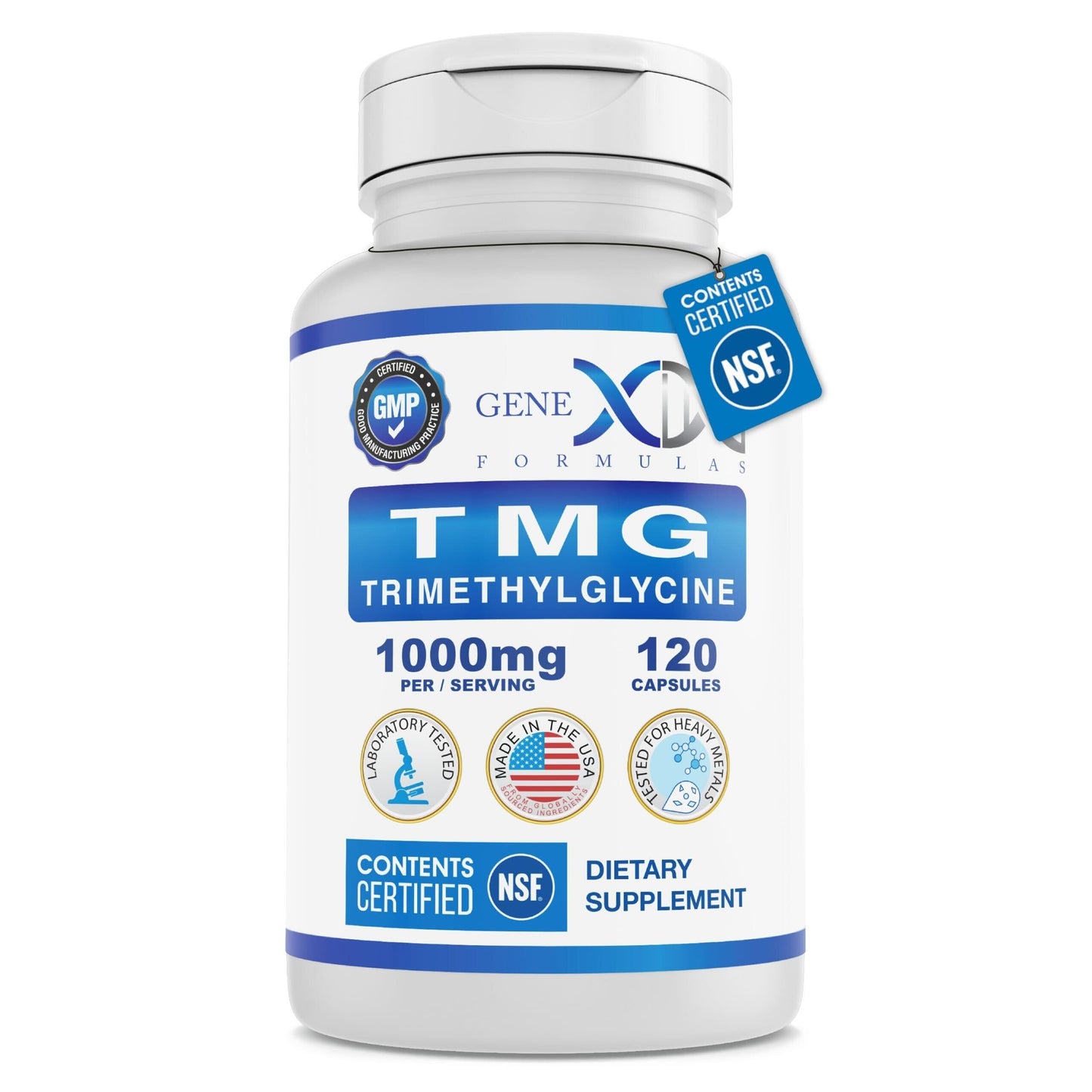 Genex Formulas TMG 1000mg – NSF Certified Liver Support (120 capsules) – Gluten Free & Non-GMO