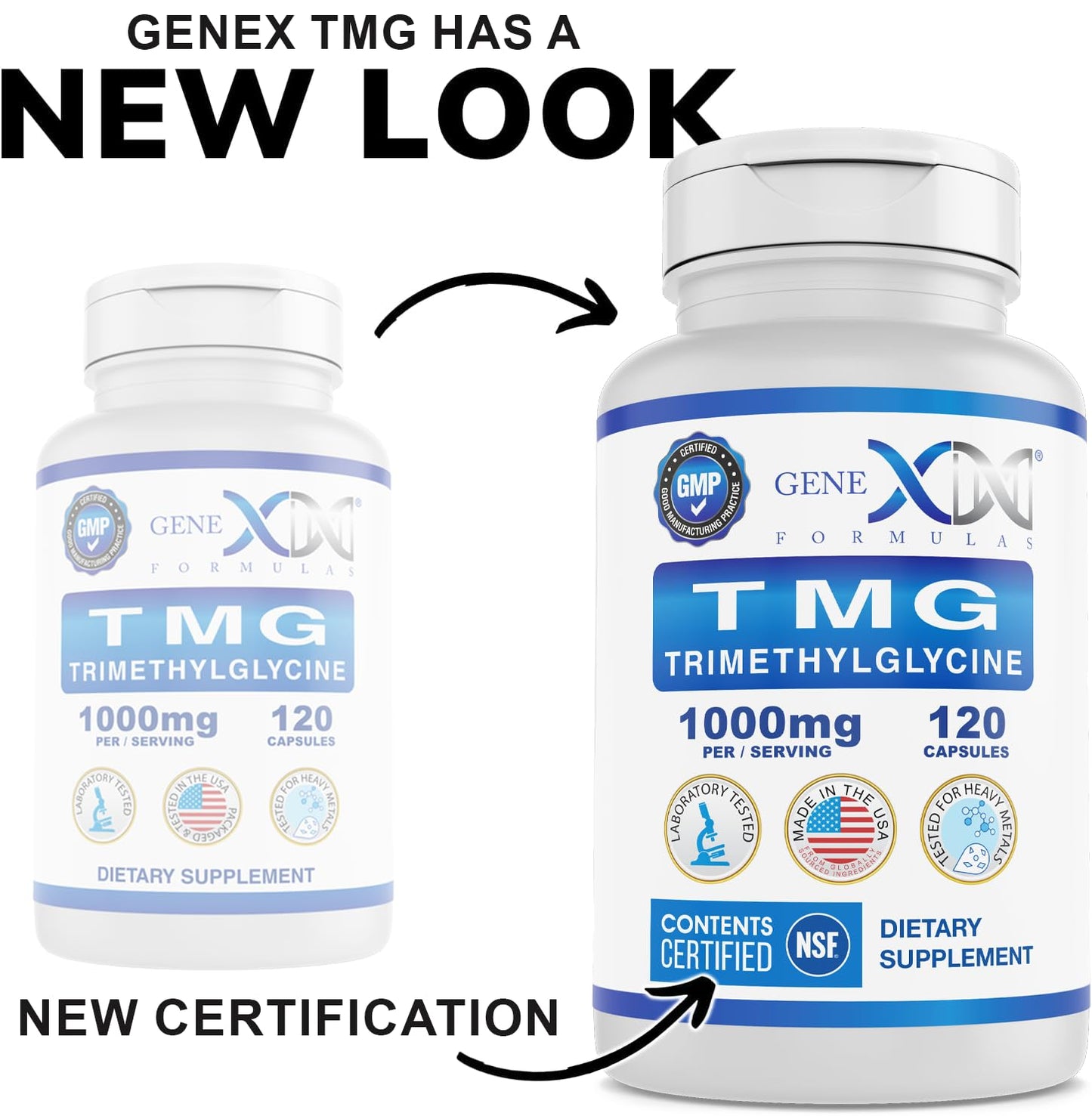 Genex Formulas TMG 1000mg – NSF Certified Liver Support (120 capsules) – Gluten Free & Non-GMO
