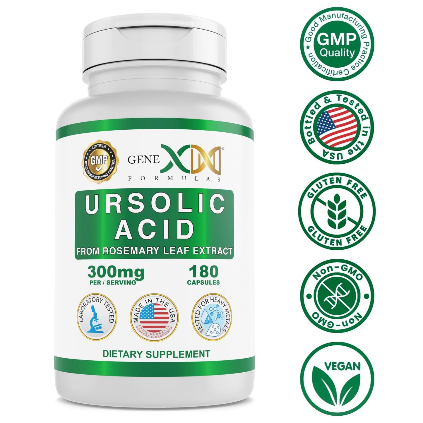 Genex Formulas Ursolic Acid 300mg - 180 Capsules | Rosemary Sourced