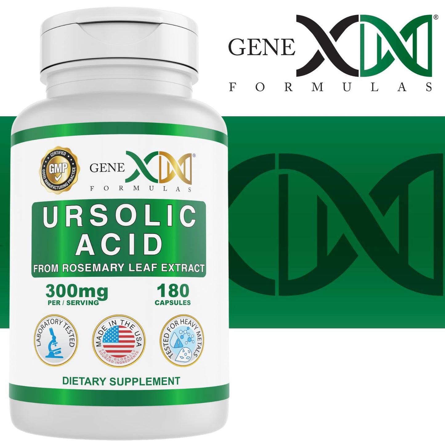 Genex Formulas Ursolic Acid 300mg - 180 Capsules | Rosemary Sourced