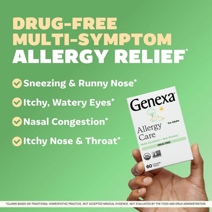 Genexa Allergy Care - Drug-Free, Non-Drowsy Allergy Relief for Adults | Vegan & Non-GMO | Acai Berry Flavor | 60 Chewables