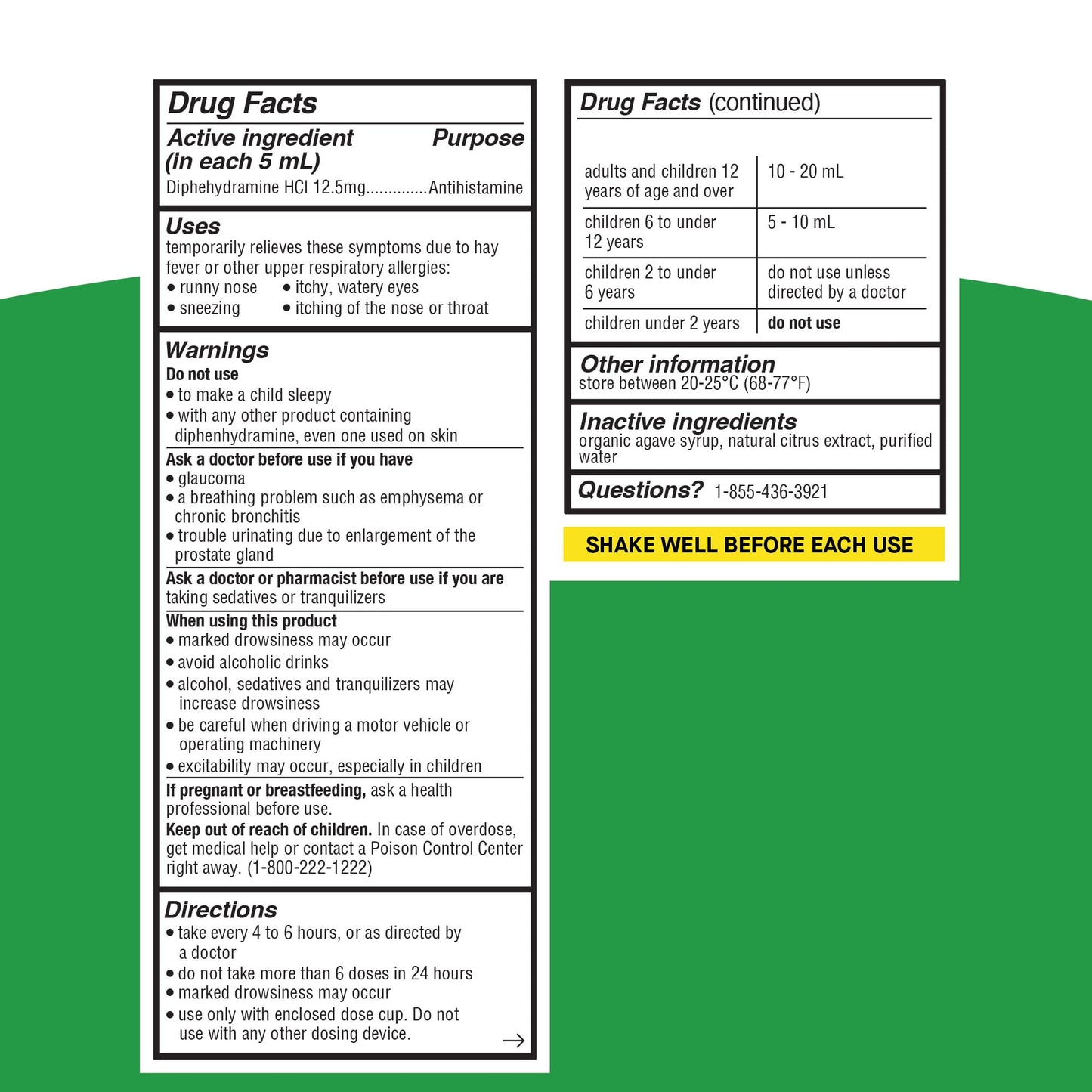 Genexa Kids Allergy Medicine | Clean Diphenhydramine Liquid for Ages 6+ | Vegan & Non-GMO