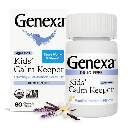 Genexa Kid's Calm Keeper – Natural Stress Relief for Children (Ages 3-11) | Vegan, Gluten Free, Non-GMO | 60 Chewables