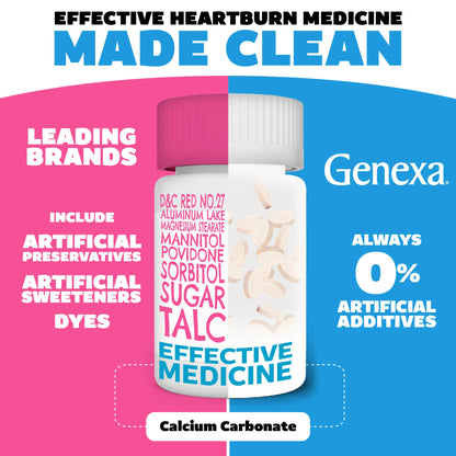 Genexa Kids' Clean Tummy Relief | Dye-Free Berry Chewables for Ages 2-11 | 500 mg Calcium Carbonate