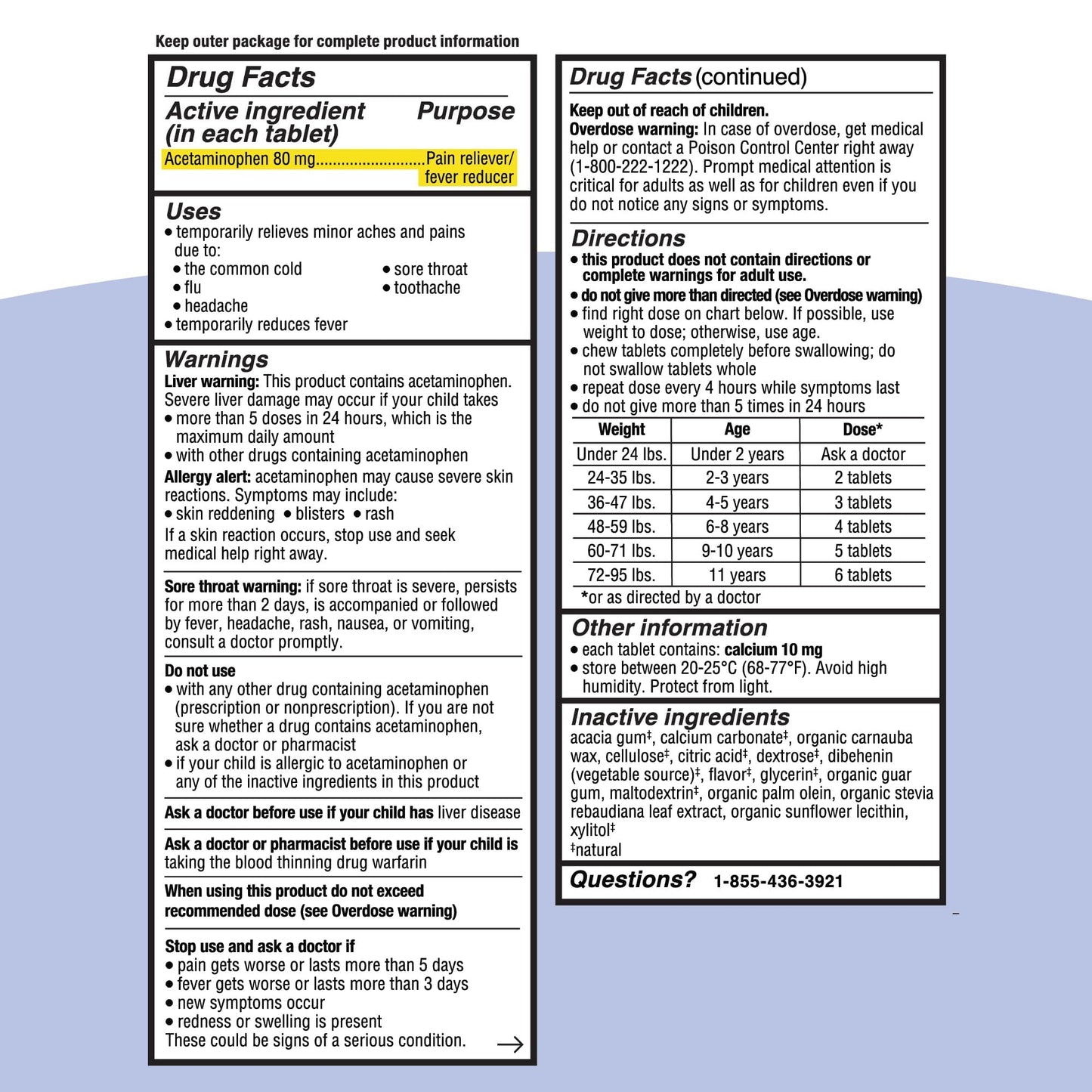 Genexa Kids Pain & Fever Acetaminophen Chewables – Dye-Free, Grape Flavor, 80 mg, 24 ct