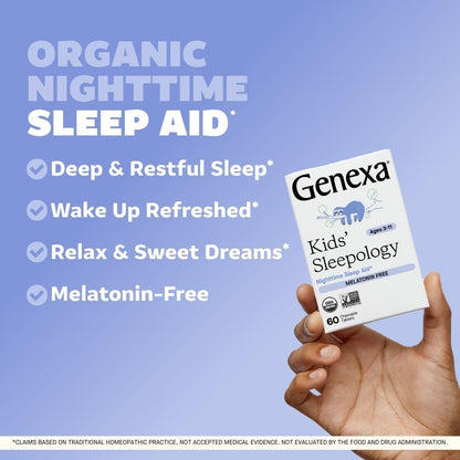 Genexa Sleepology for Children – 60 Tablets | Organic, Non-GMO, Melatonin-Free