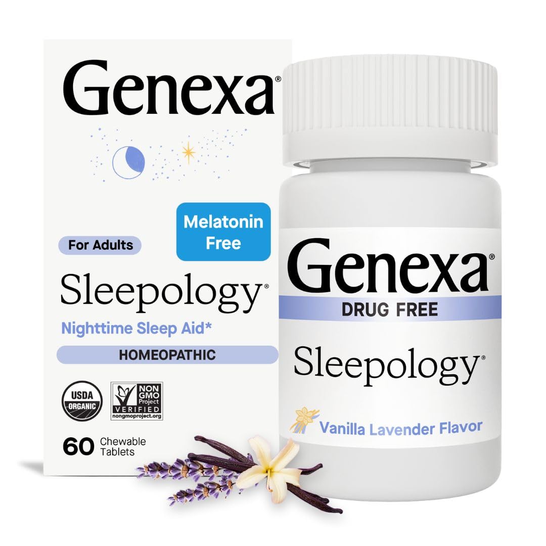 Genexa Sleepology for Adults — Melatonin-Free Sleep Aid | Organic, Vanilla & Lavender Flavor