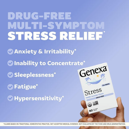 Genexa Stress for Adults - Anxiety Relief & Fatigue (3 Pack, 180 Chewables)